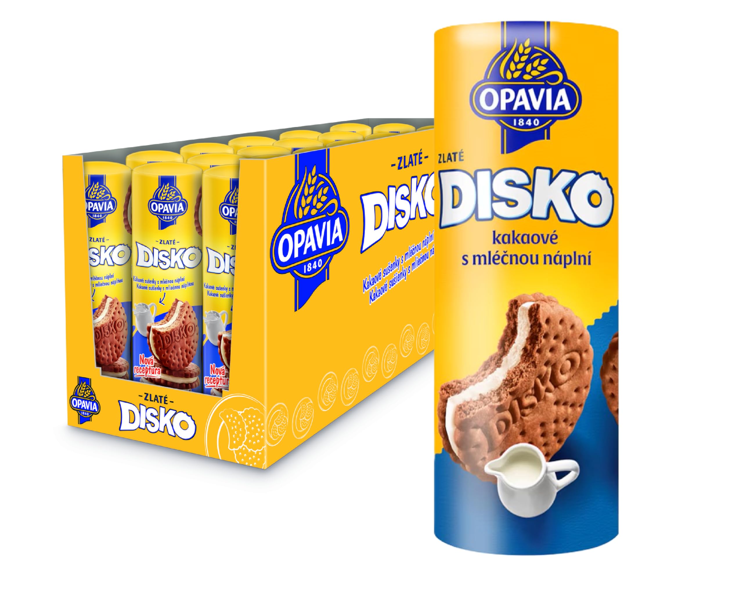 OPAVIA Zlaté Disko – Galletas de cacao con relleno de leche, 18 × 169 g (3.042 g)