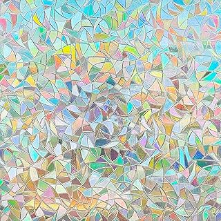 3D Prism Window Film,Transparent Decorative Glass Film Window Door Tint,Rainbow Effect Static Cling Heat Control Anti UV for Kitchen,Dining Room,Bedroom,Living Room,35 inches by 157 inches