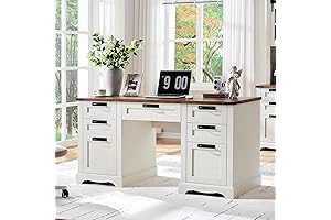 60" Darby Home Co. Farmhouse Executive Desk with Farmhouse Charm and Functional Design