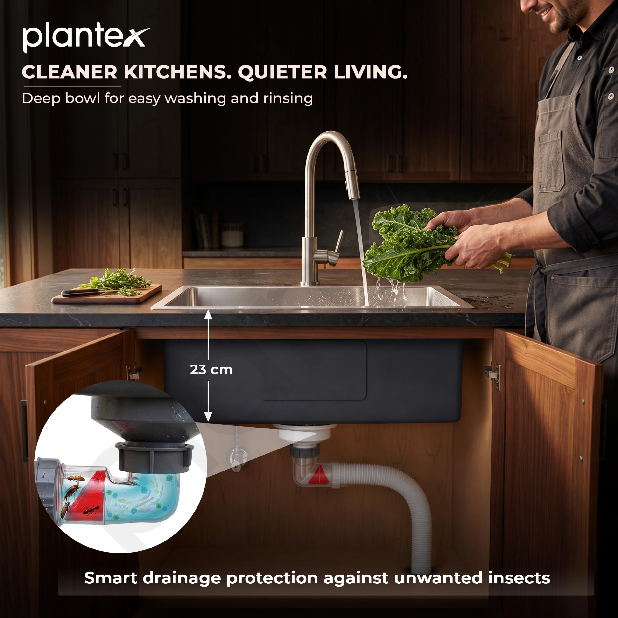 Plantex Stainless Steel Kitchen Sink - 16x18 Inches -4