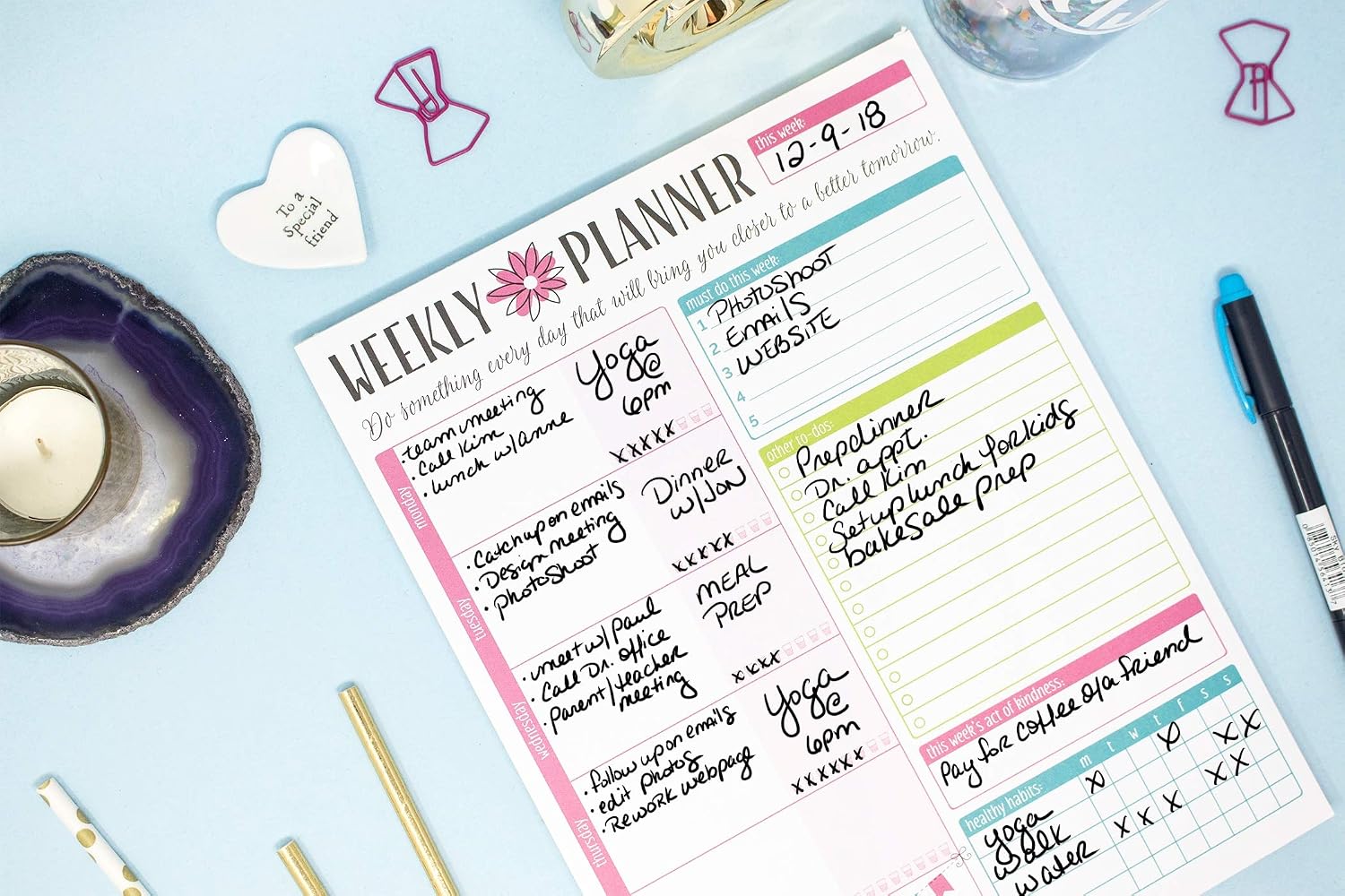 bloom daily planners Weekly Planning System Tear Off To Do Pad - 8.5" x 11" - Bloom