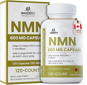 NMN Ultra High Purity 600 mg per Capsule, 4 Month Supply - NAD+ Booster Industry Highest, 99% NMN Nicotinamide Mononucleotide Supplement. Made in Canada. Boosts Cellular Energy & Metabolism. 120 Capsules.