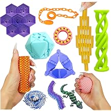 12 Pack 3D Printed Fidget Toys Set, Assorted Sensory Fidgets with Honeycomb, Chain Spinner & Elongated Cube, Stress Relief Desk Toys Gifts for Adults Teens