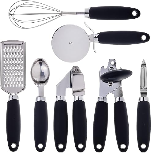 COOK With COLOR Juego de utensilios de cocina de 7 piezas de acero inoxidable con asas suaves al tacto menta