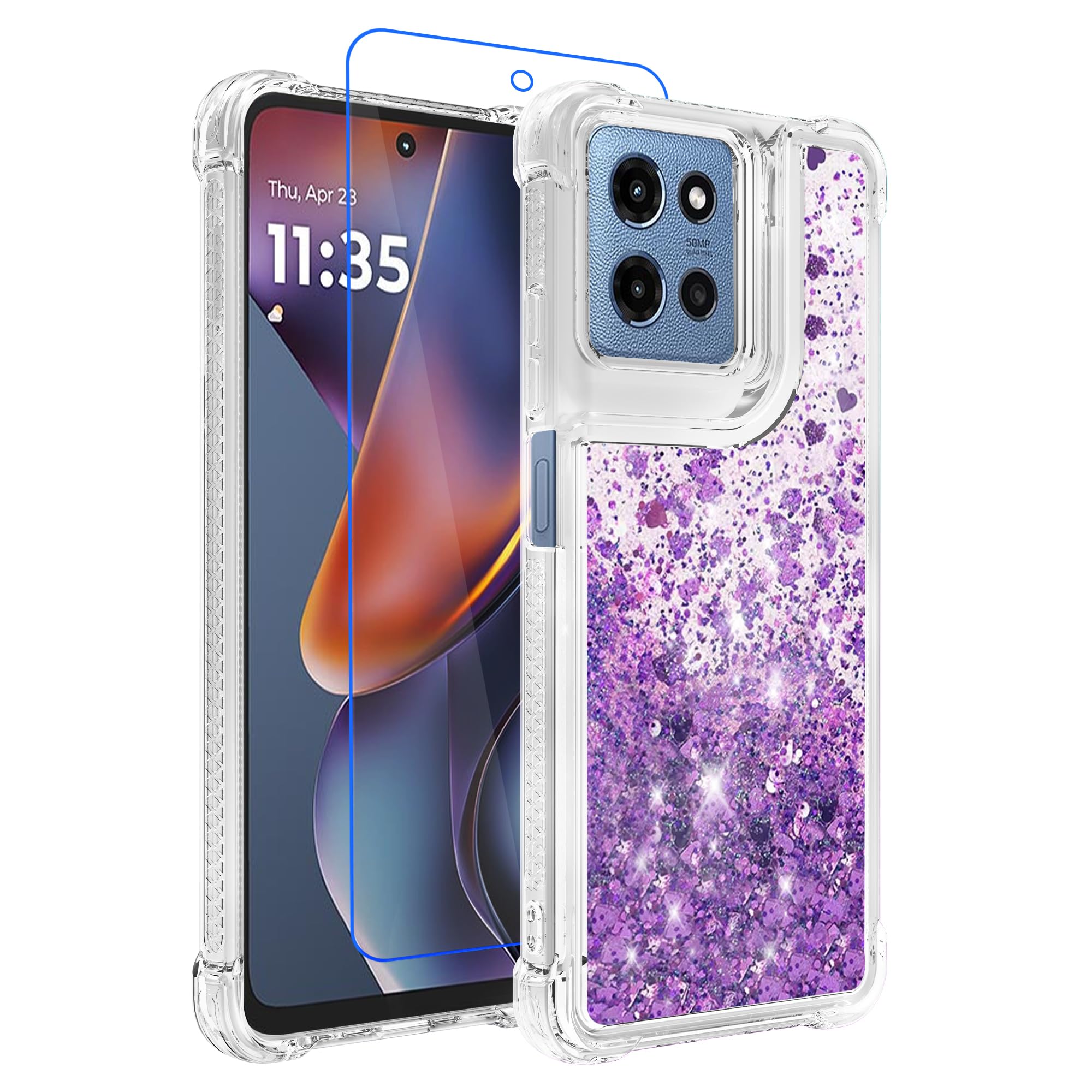 Coque paillettes Moto G 5G 2025 pour un style violet chic