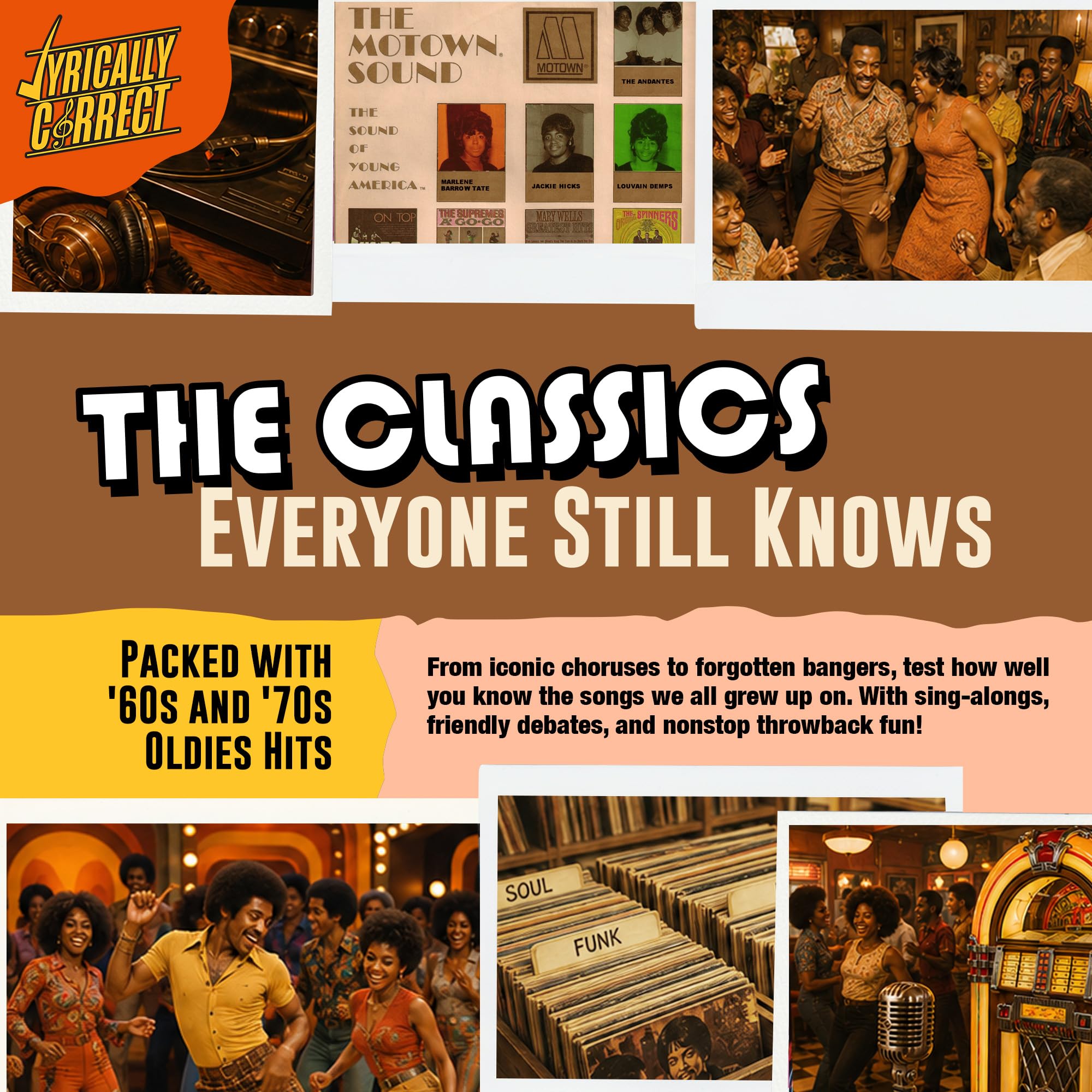 60er und 70er Jahre Oldies but Goodies Musik Trivia Kartenspiel | Multi-Generationale Familientreffen, Spielabend für Erwachsene und lustige Wissenswertes | Soul, Motown & Classic Hits Music Trivia Kartenspiel für Erwachsene & Familien