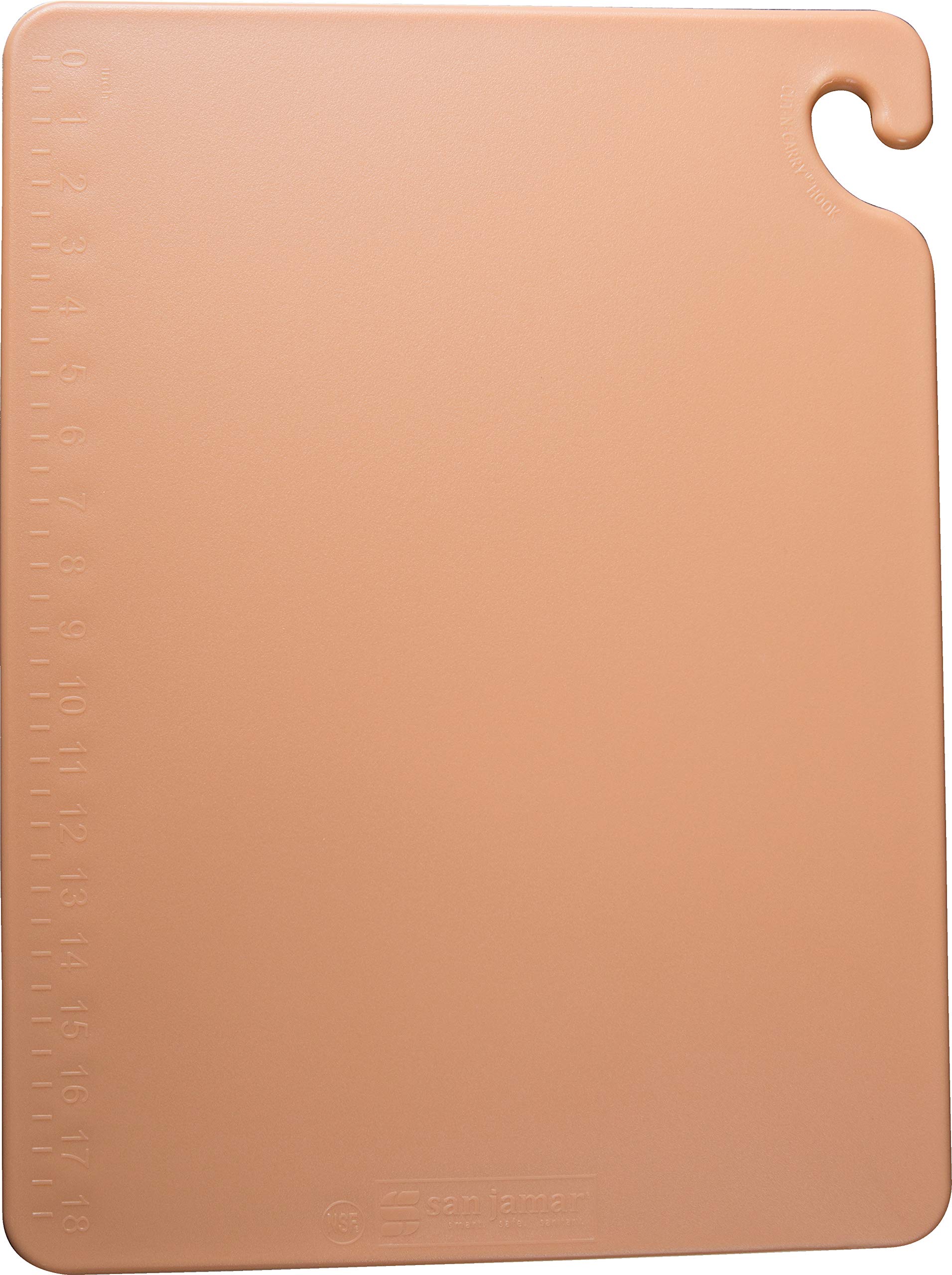 San Jamar CB121812 Cut-N-Carry Co-Polymer Cutting Board, 18" Length x 12" Width x 1/2" Thick, Brown