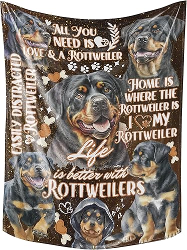 Rottweiler Regalos para dueños de perros Rottweiler, amantes de los perros Rottweiler, manta de franela, 65 x 50 pulgadas
