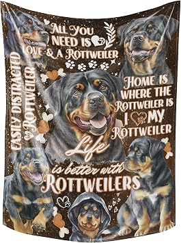 Huglanket Rottweiler Gifts for Rottweiler Dog Owners, Rottweiler Dog Lovers, Flannel Blanket Throw, 65 x 50 inches