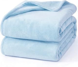Hansleep Full Light Blue Fleece Blanket, Soft Flannel Bed Blanket