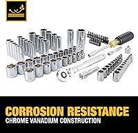 Vista 7 de DEWALT - Juego de herramientas mecánicas, 84 piezas SAE/métrico con trinquete de 72 dientes de perfil bajo, llave de carraca de 1/4 pulgada