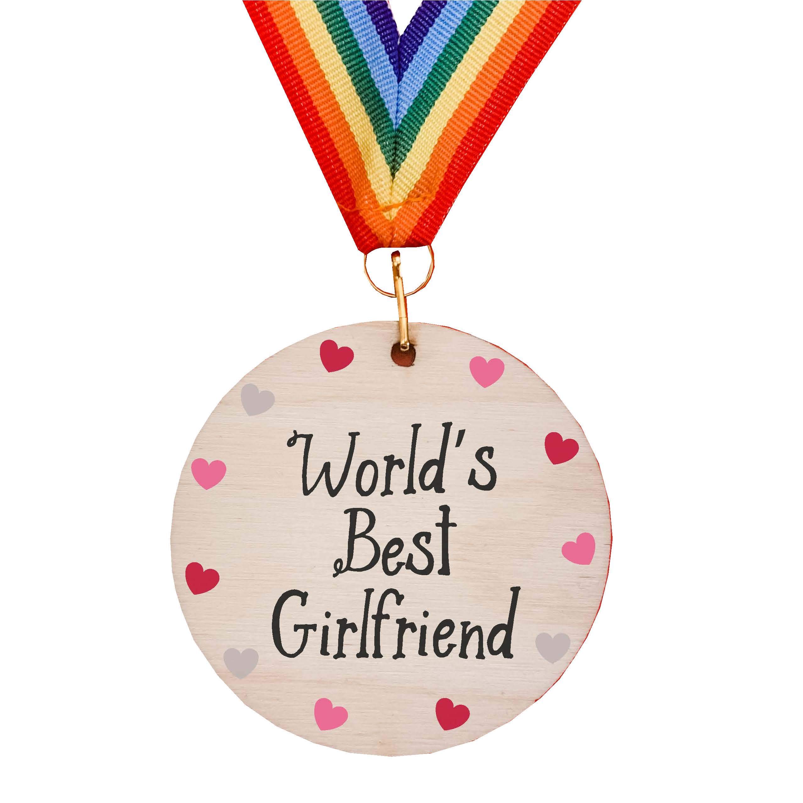 Wooden medal World's best girlfriend - Valentine's day anniversary gift DD2259