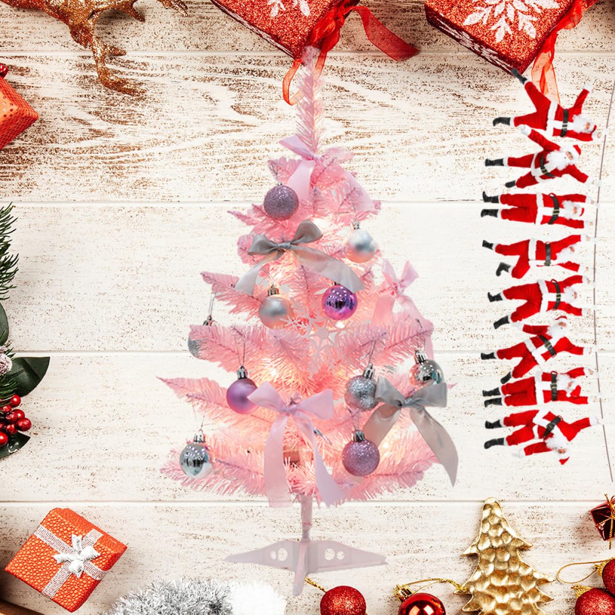 LABRIMP Weihnachtsbaum mit Led-Beleuchtung Rosa Tischdeko Weihnachtsschmuck für Wohnungen Geschäfte Büros Weihnachtsbaum-Dekoration ohne Batterie