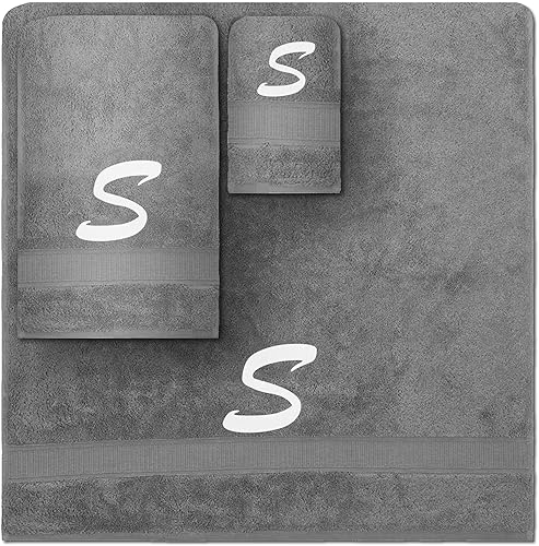 Vista 157 de Juego de toallas con monograma, regalo personalizado, juego de 3 toallas turcas bordadas con letras de bloques, 1 toalla de baño y 1 toalla de mano