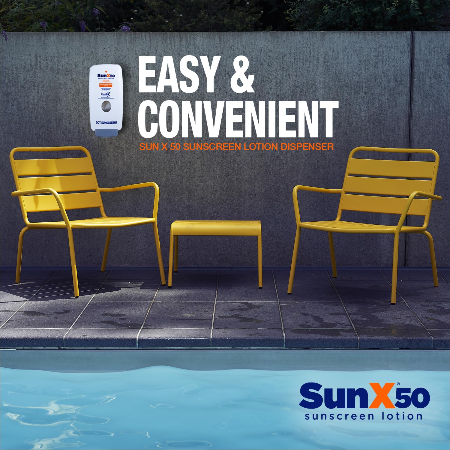 Sun X 50 Lotion - Dispensador de loción para pared (dispensador + vejiga de 750 ml)