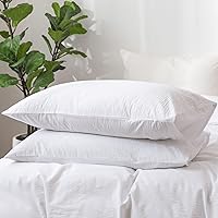 Vista 20 de MooMee Juego de 2 fundas de almohada 100% algodón lavado con textura parecida al lino, transpirable, duradera, suave y cómoda