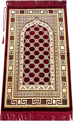 Alfombra de oración musulmana de terciopelo de lujo con cuentas de oración Janamaz Sajadah Alfombra de oración islámica suave Regalos islámicos