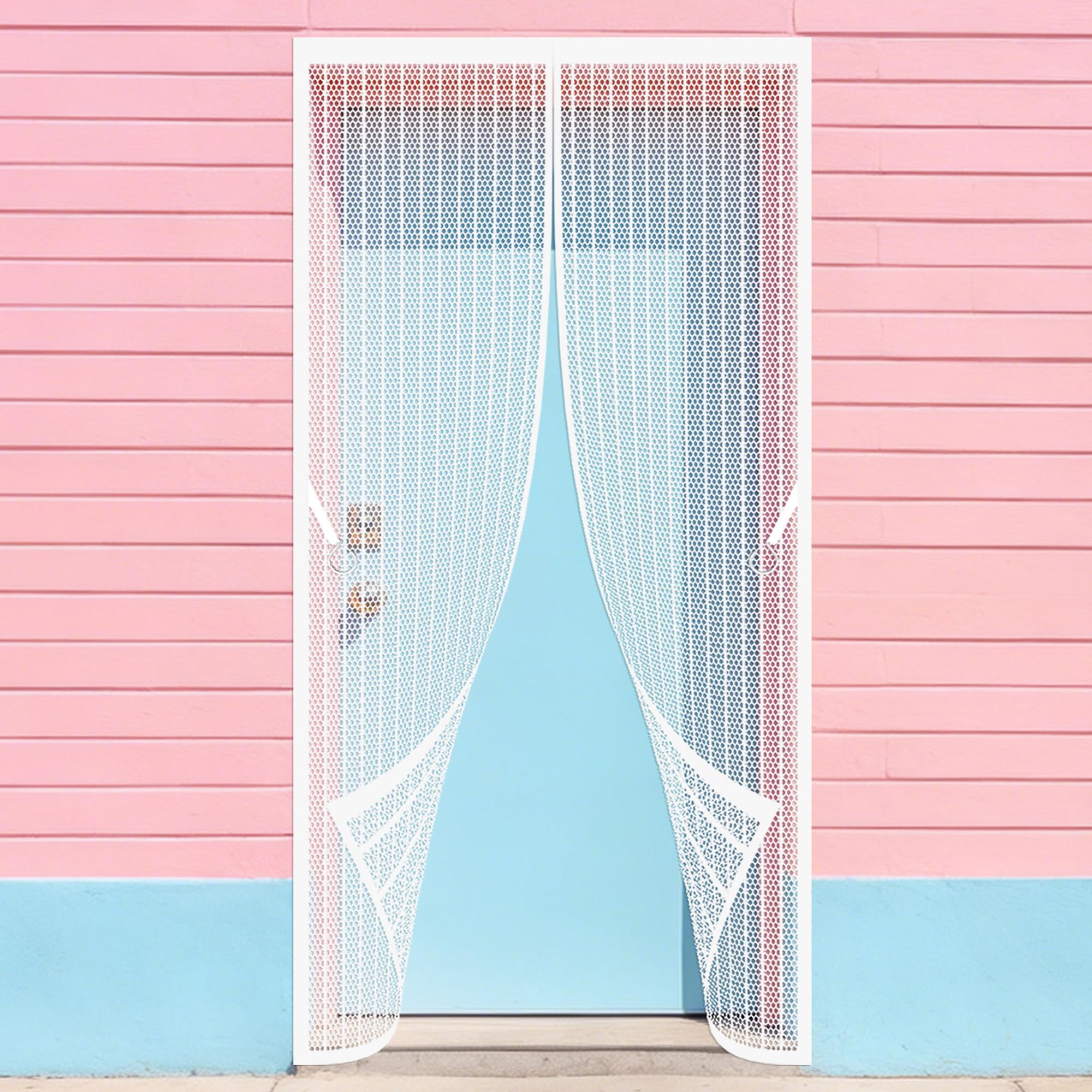 Magnetic Fly Screen Door 81 x 290 cm Automatically Closes Heavy Duty Mesh Bug Curtain Keeps Bugs Out for Home, Bedroom, Living Room, Kitchen, Patio, White