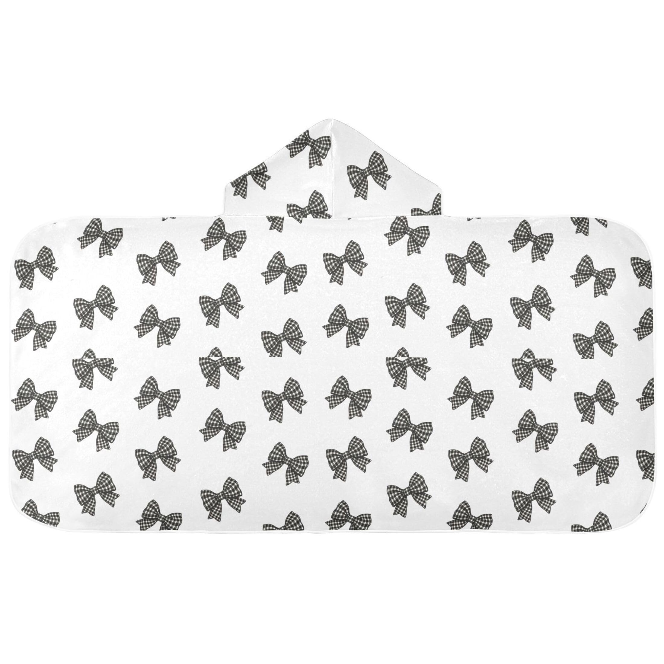 Fuauuyl Gingham Bows Black White Hooded Baby Bath Towel Soft & Breathable Towel for Newborns Infants Toddlers, Nursery Essential