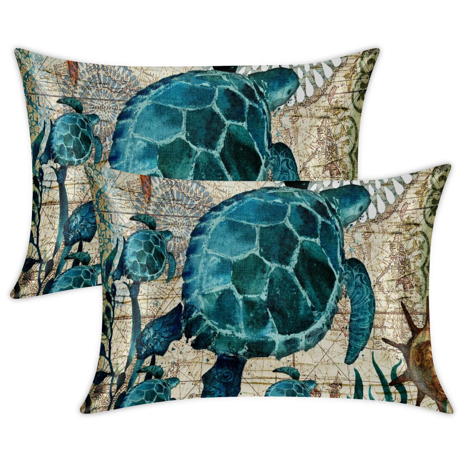 Sea Turtles Satin Pillowcase for Hair and Skin Set of 2 Pillow Cases Queen Size 20×30 Inches Soft Smooth with Envelope Closure Gifts for Women Girl