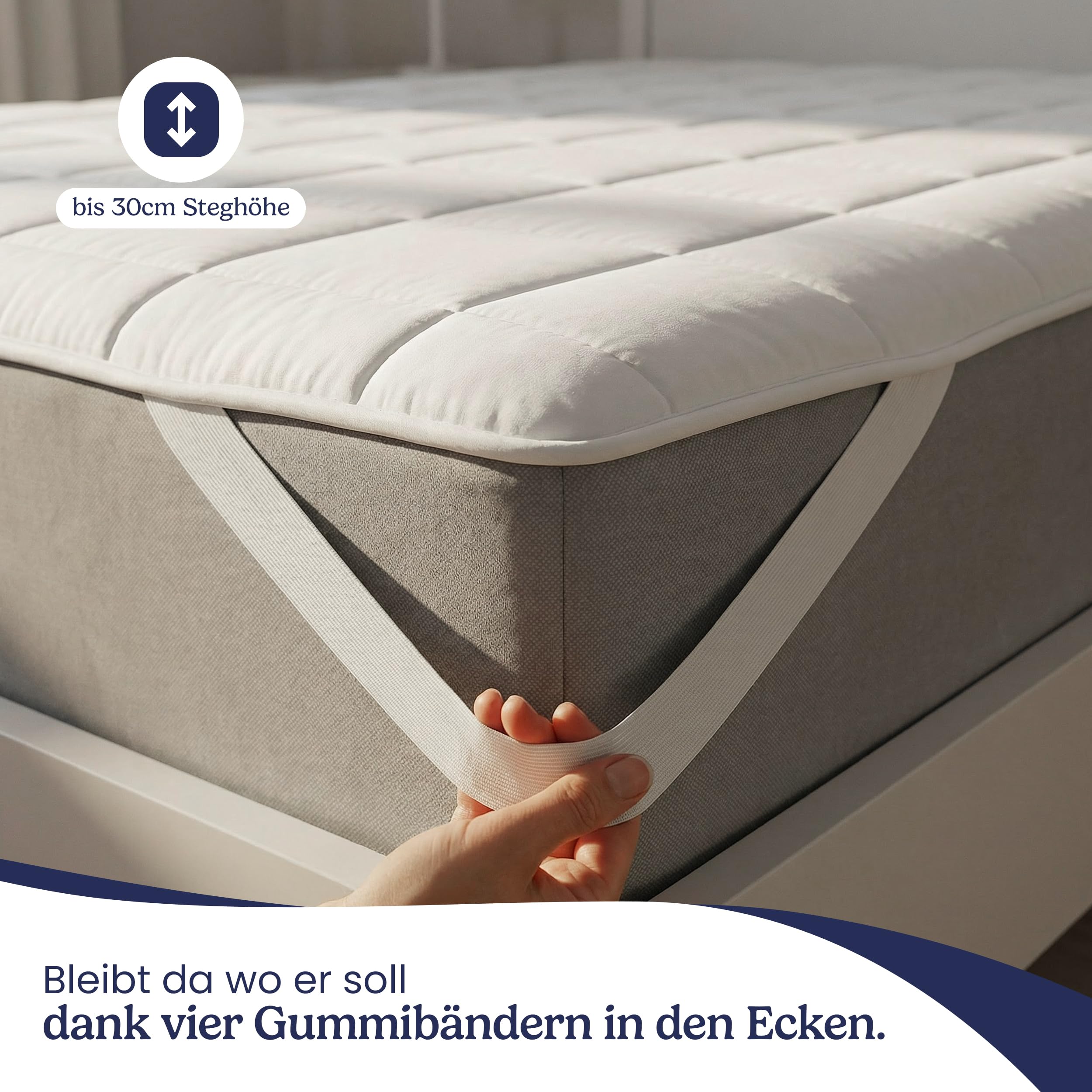 Weicher Matratzenschoner 140x200cm mit Baumwolle - Matratzenauflage für Matratzen bis 30cm - Bei 60°C waschbar & Öko-Tex für mehr Hygiene im Bett - Schutz für Boxspringbett & Topper