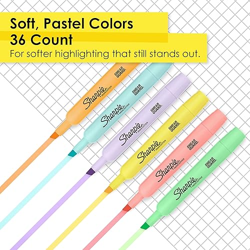Miniatura 8 de Sharpie Resaltadores de tanque, colores pastel suaves, punta de cincel surtida, 12 unidades