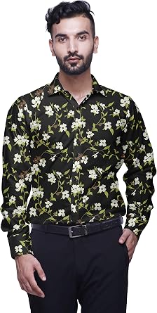 BESTMAN Printed Men Shirts Long Sleeve Printed Button Down Cotton Shirt