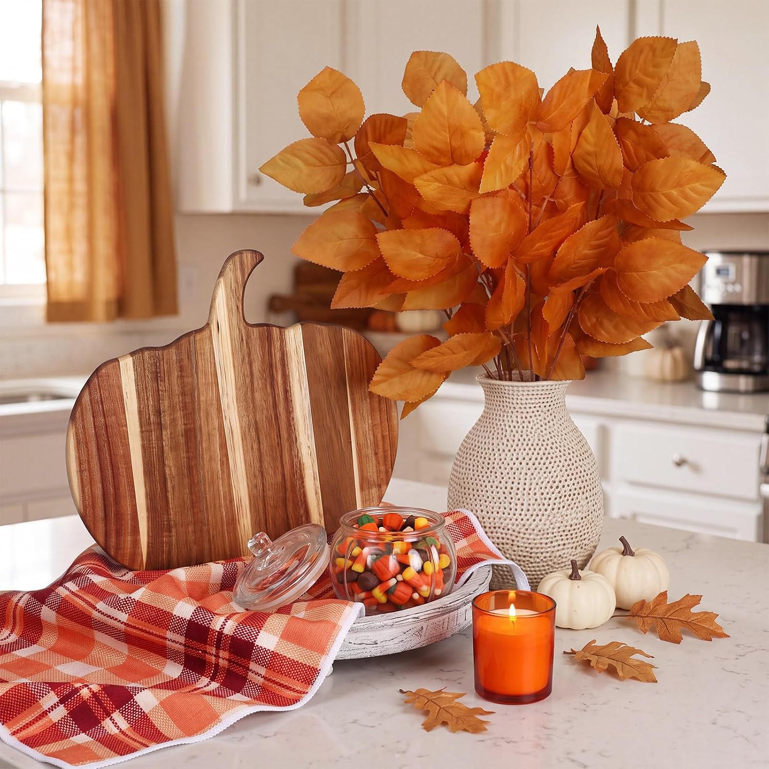 Havawish 7 Pcs Fall Kitchen Tray Table Decorations, Clear, Glass