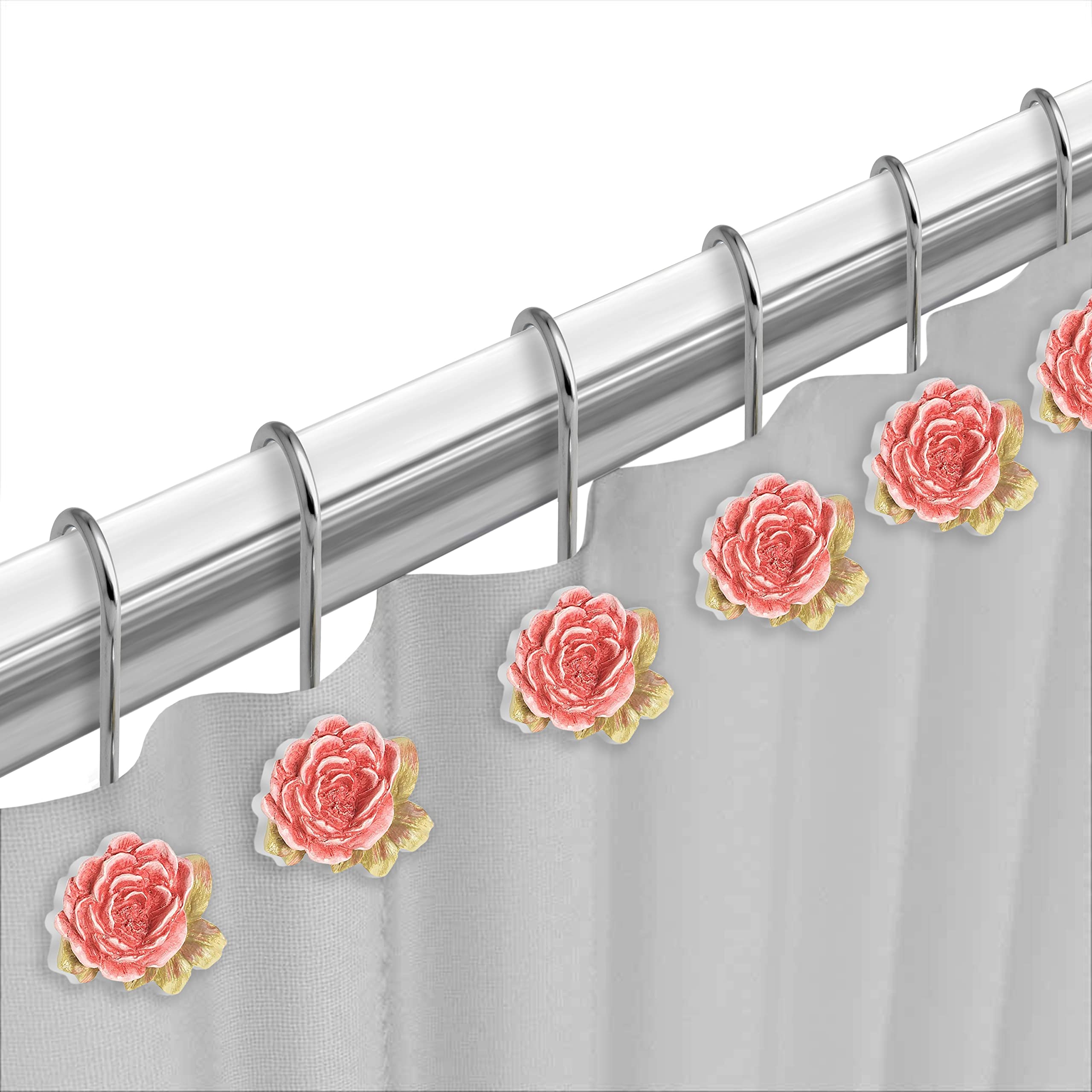 Popular Bath Ganci Per Tenda Doccia Madeline, Set Da 12, In Resina Dorata, Design Ovale Ornamentale