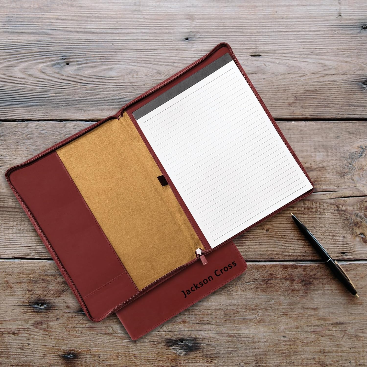 Personalized Portfolio, Custom Leather Portfolio, Portfolio With Zipper, Personalized Padfolio, Engrave Your Own Design, Logo, Picture, Company Logo, Business Logo