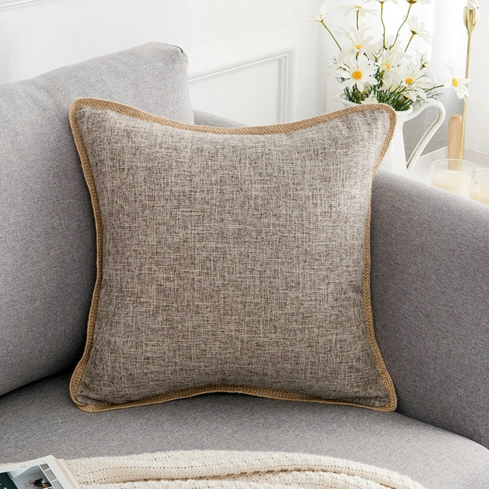 Antilo – Federa per Cuscino Arine 45 x 45 cm – Colore Grigio (Decorazione per Il Letto o Il Divano, complemento Ideale per Camera da Letto e Soggiorno di Design Moderno) 50x30