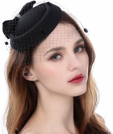 Zivyes Fascinators for Women Tea Party Hats 20s 50s Pillbox Hat Birdcage Veil for Funeral Janet Snakehole