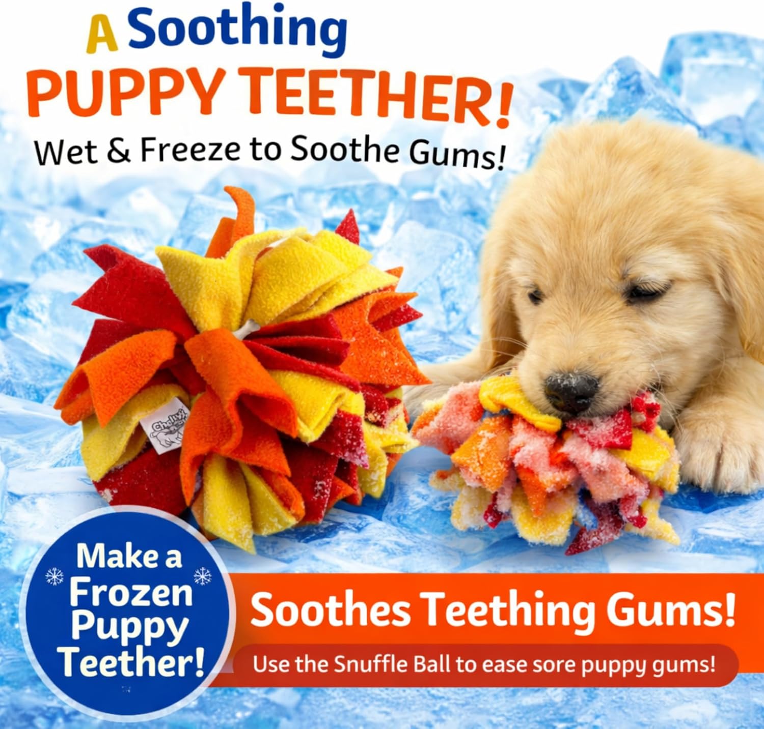 Chelsy's Toys Interactive Snuffle Ball for Dogs, Mental Stimulation Toy, Slow-Play Treat Dispenser, Brain Exercise for Puppies & Seniors, Teething Relief, Blue, Orange, Purple Refill Pack