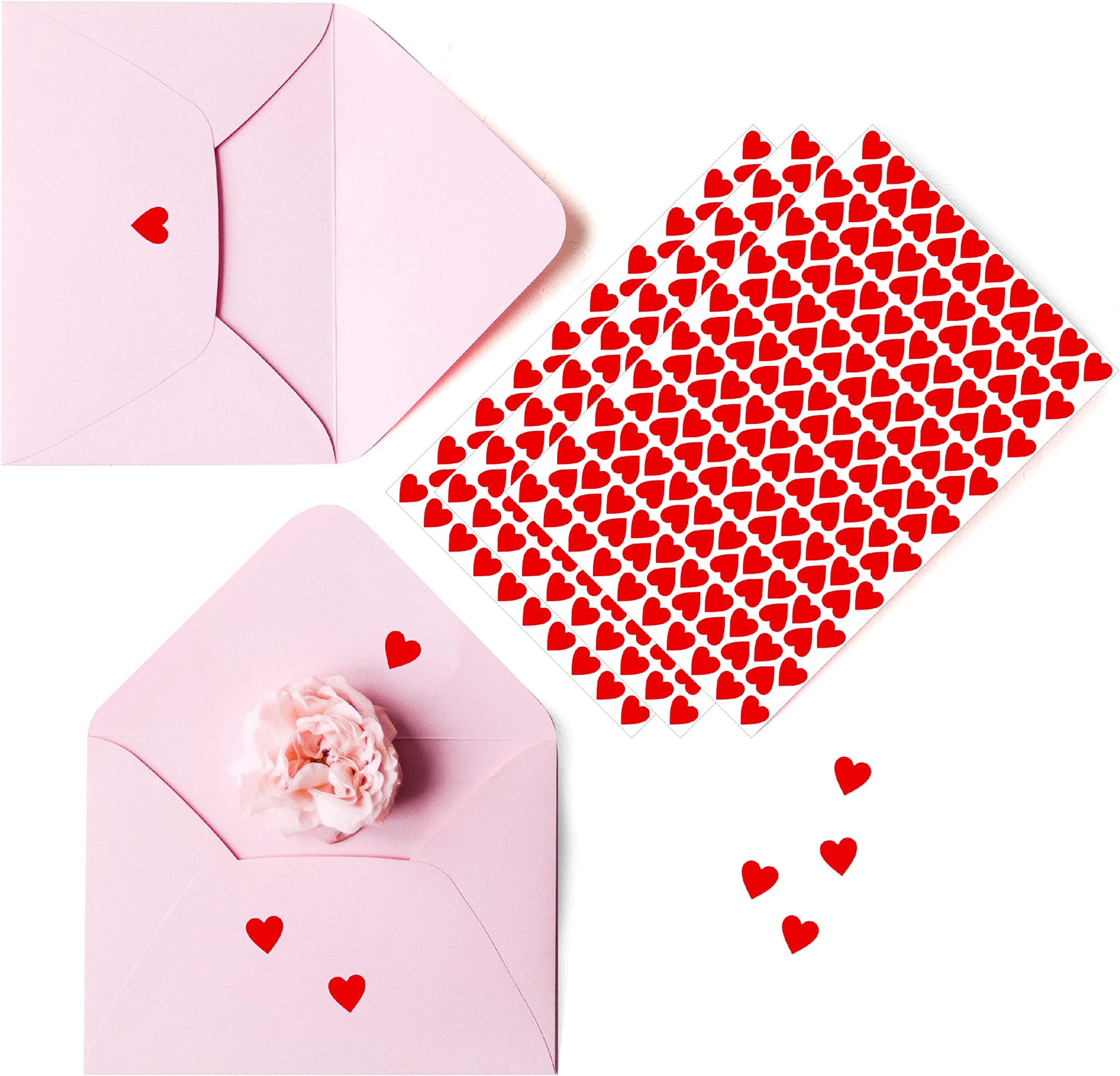 1810 PCS Heart-Shaped Red Stickers, Permanent Love Labels on 10 Sheets for Party Favors, Invitation Seals, Gift Packaging, Boxes and Bags (1/2โ in Diameter)
