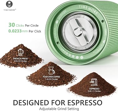 TIMEMORE Chestnut C3 ESP PRO Coffee Grinder Manual, Upgrade Integrated All-Metal Body, Hand Coffee Grinder with Folding Handle, for Espresso to French Press, Green
