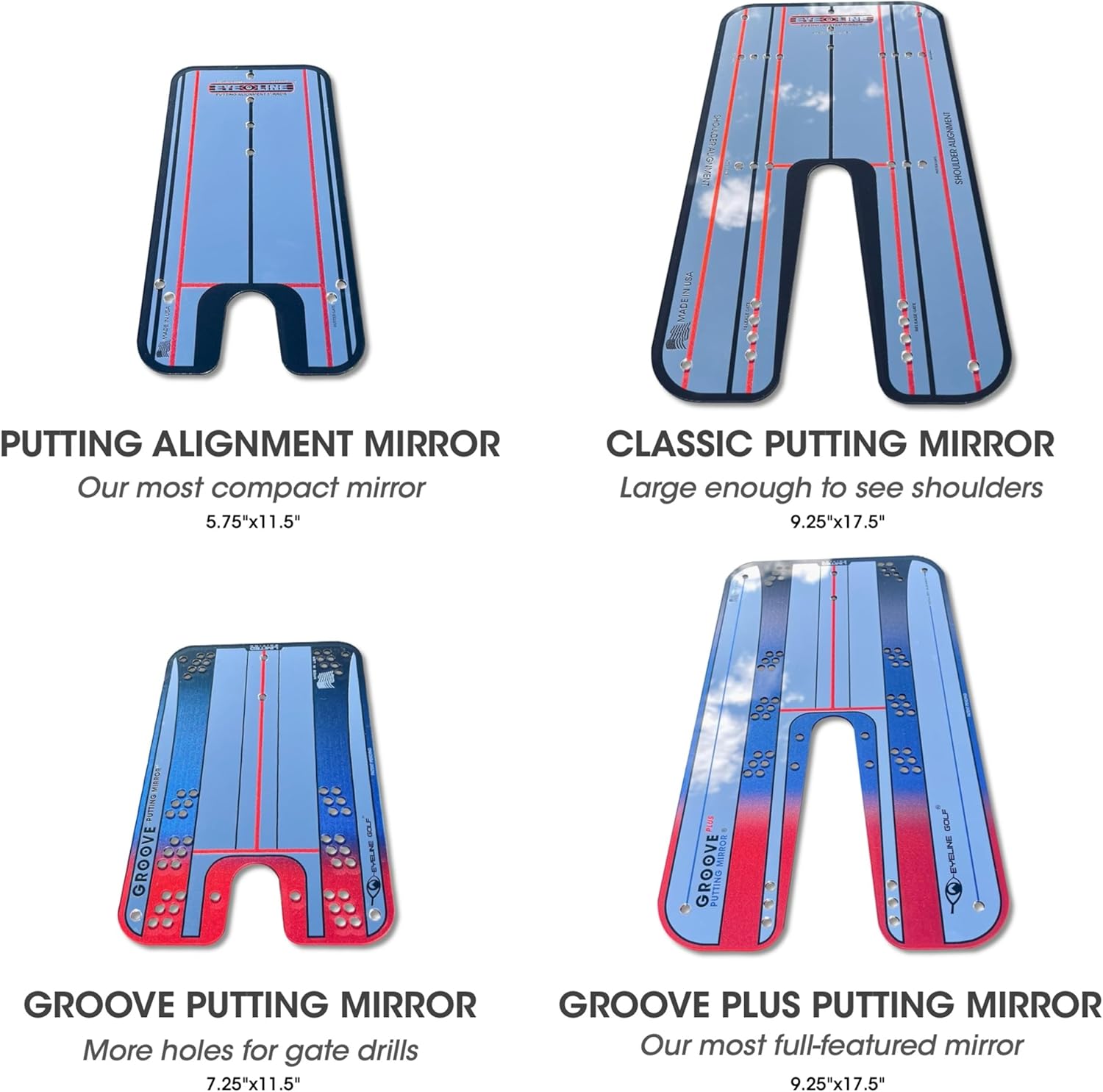 Genuine EyeLine Golf Alignment Putting Mirror - Top Training Aid on The PGA Tour - See Rapid Improvement - Helps Beginner, Junior, and Scratch Golfers