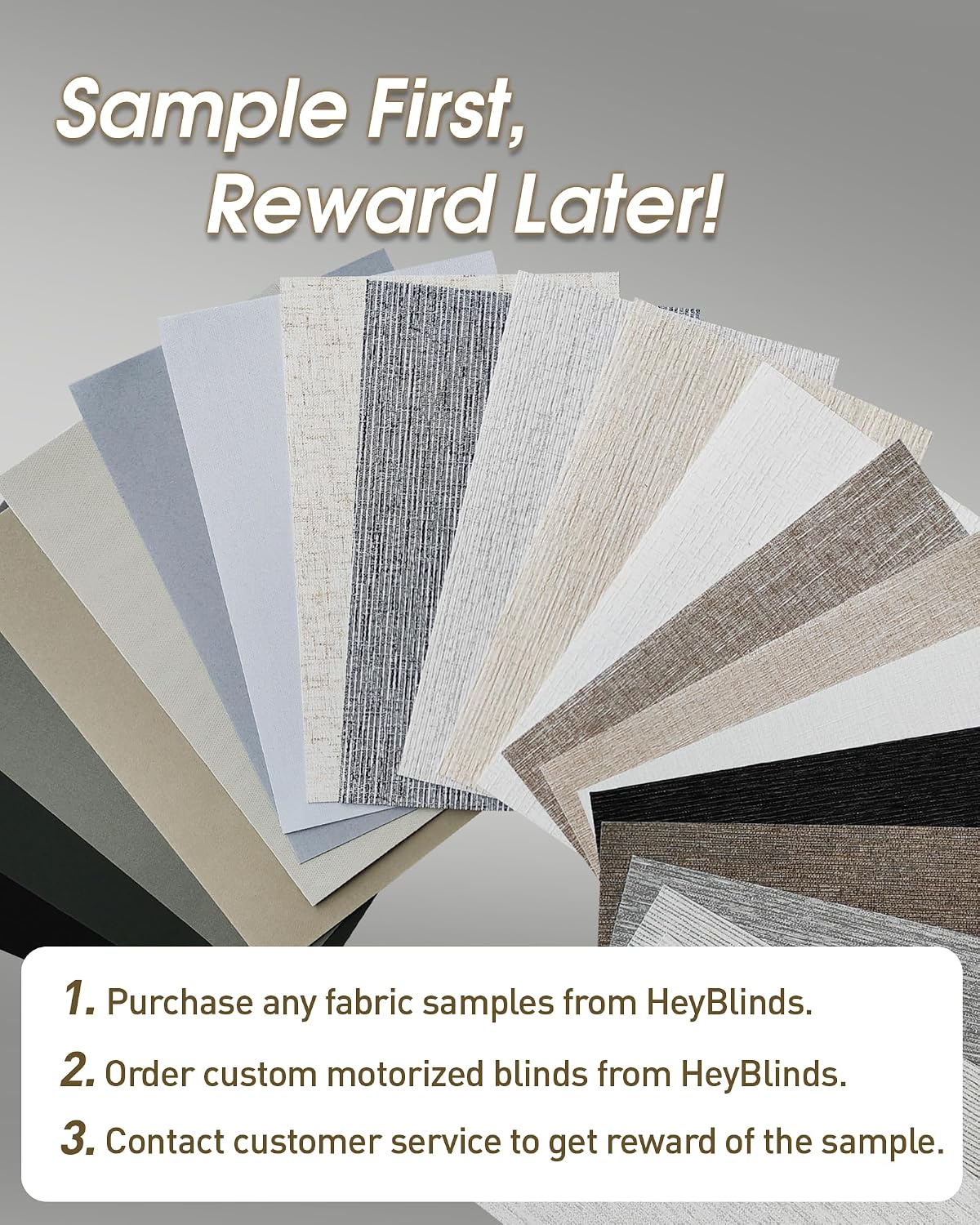 HeyBlinds Motorized Roman Shades, Smart Blackout Blinds Fabric Samples