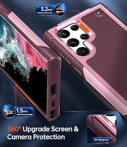 Miniatura 6 de LeYi Funda para Samsung Galaxy S22 Ultra para mujeres y niñas, doble capa protectora resistente a las caídas, parte trasera de policarbonato duro y