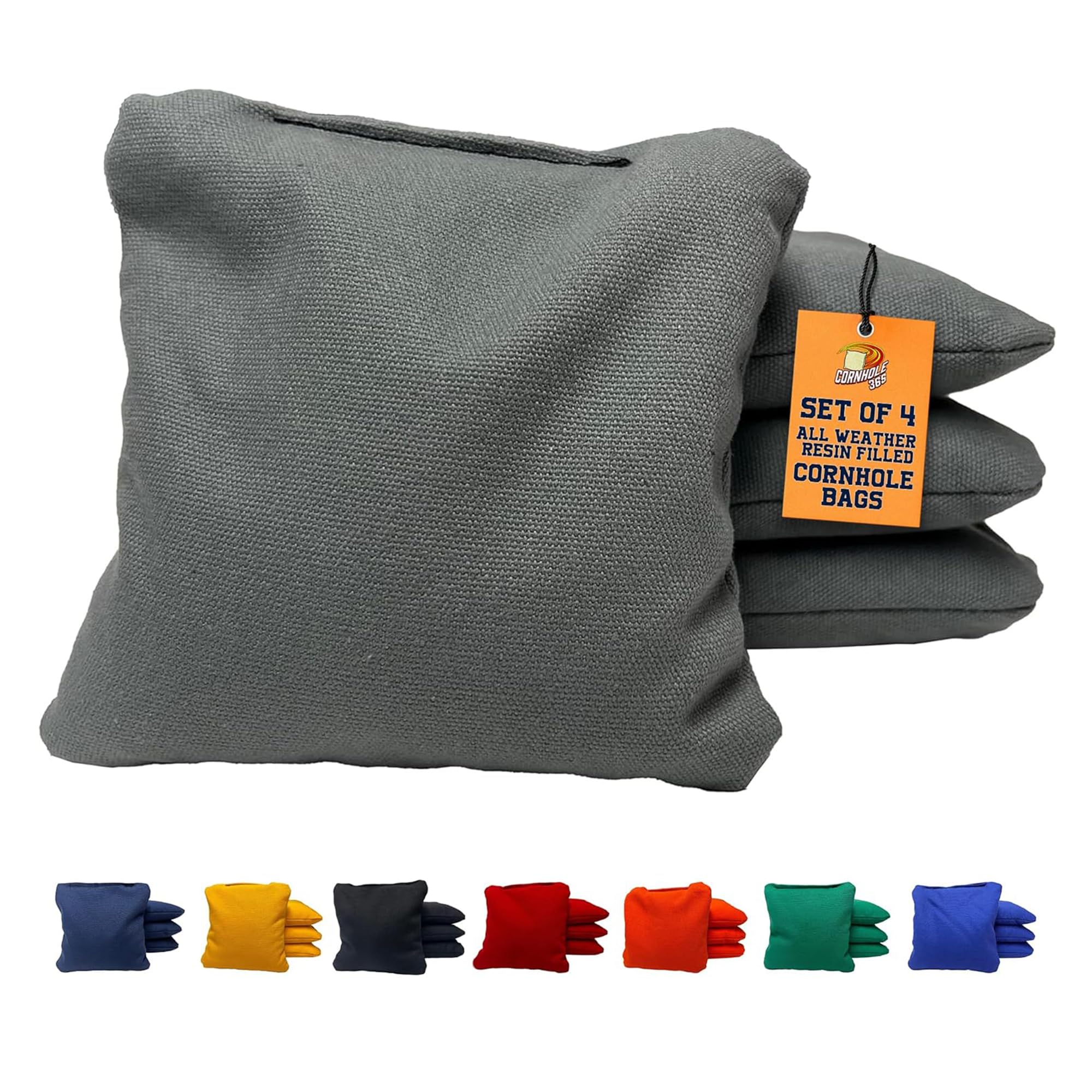 Cornhole365 All Weather Cornhole Bags - 6"x6" Premium Plastic Pellet Resin-Filled, Weather-Resistant, Solid Color Duck Cloth Cornhole Bean Bags -