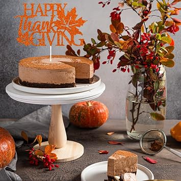 Fall Maple Leaf Thanksgiving Cake Topper - Orange Decorative Party Cake Decoration