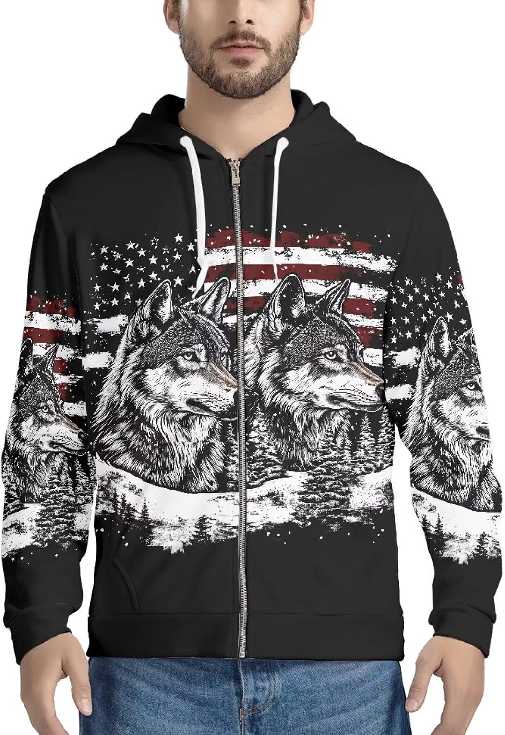 Amzbeauty Men's Fashion Hooded Zip-Up Sweatshirt Comfort Soft Warmth Unisex Zip Up Hoodie