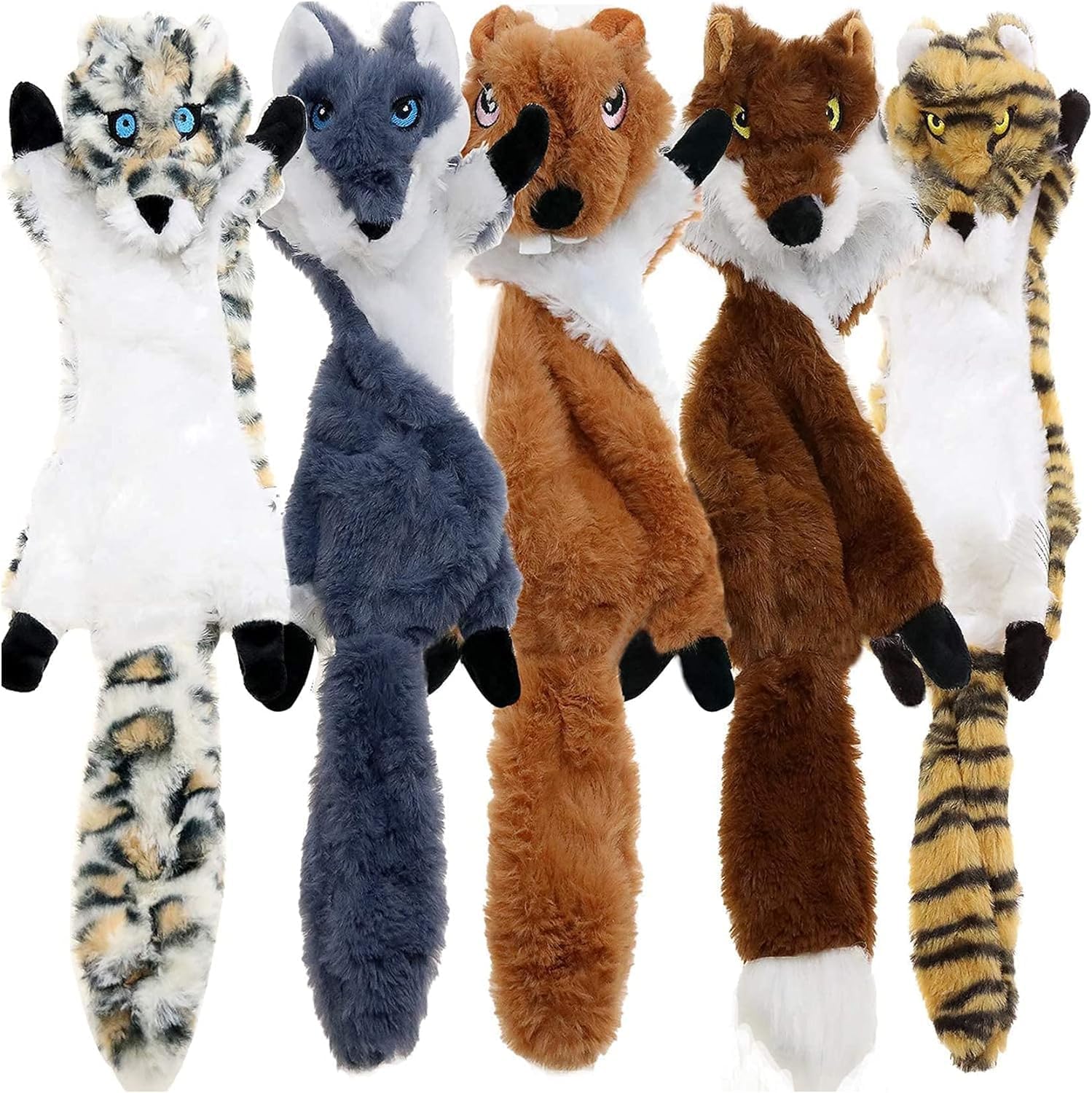 No Stuffing Dog Toys, 5 Pack Squeaky Dog Toys Indestructible, Soft Plush Dog Toy for Small Medium Large Dogs