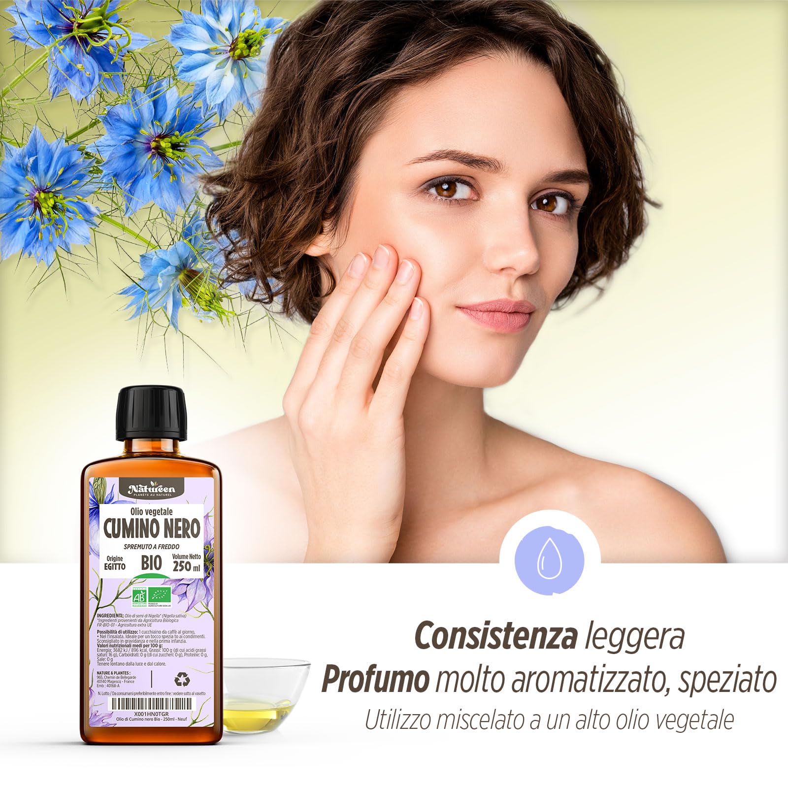 Olio di Cumino Nero Biologico 500 ml - 100% Pure, naturale e Pressato a freddo