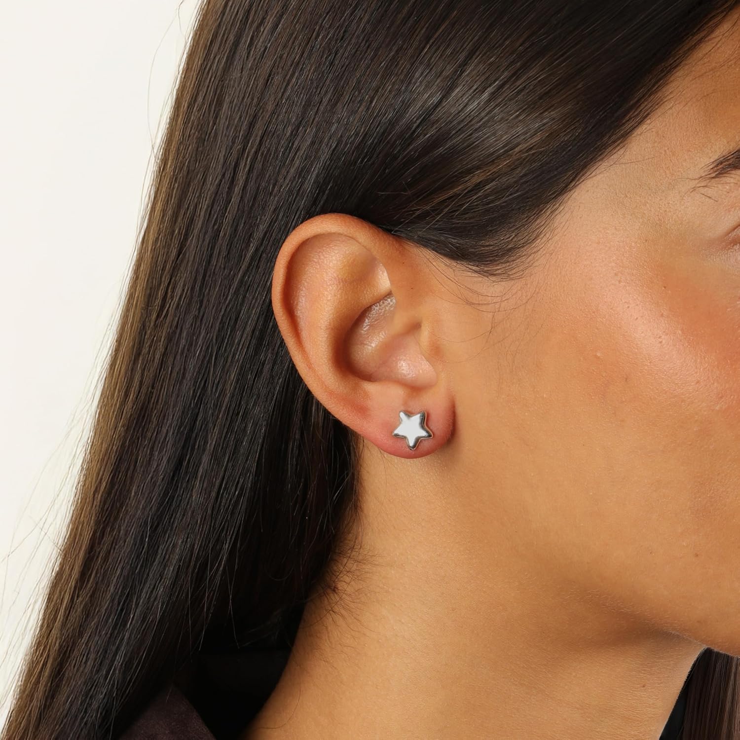 925 Sterling Silver Star Stud Earrings for Women with Push Backs 9 mm by Lavari Jewelers - Image 2