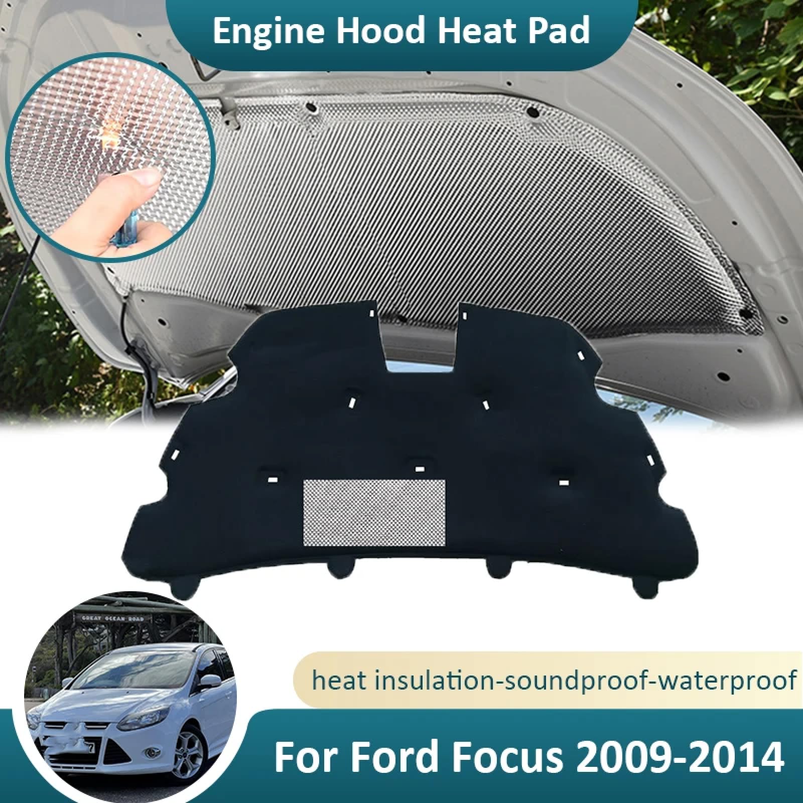 XEBRAD Car Front Hood Engine Heat Sound Pad Soundproof