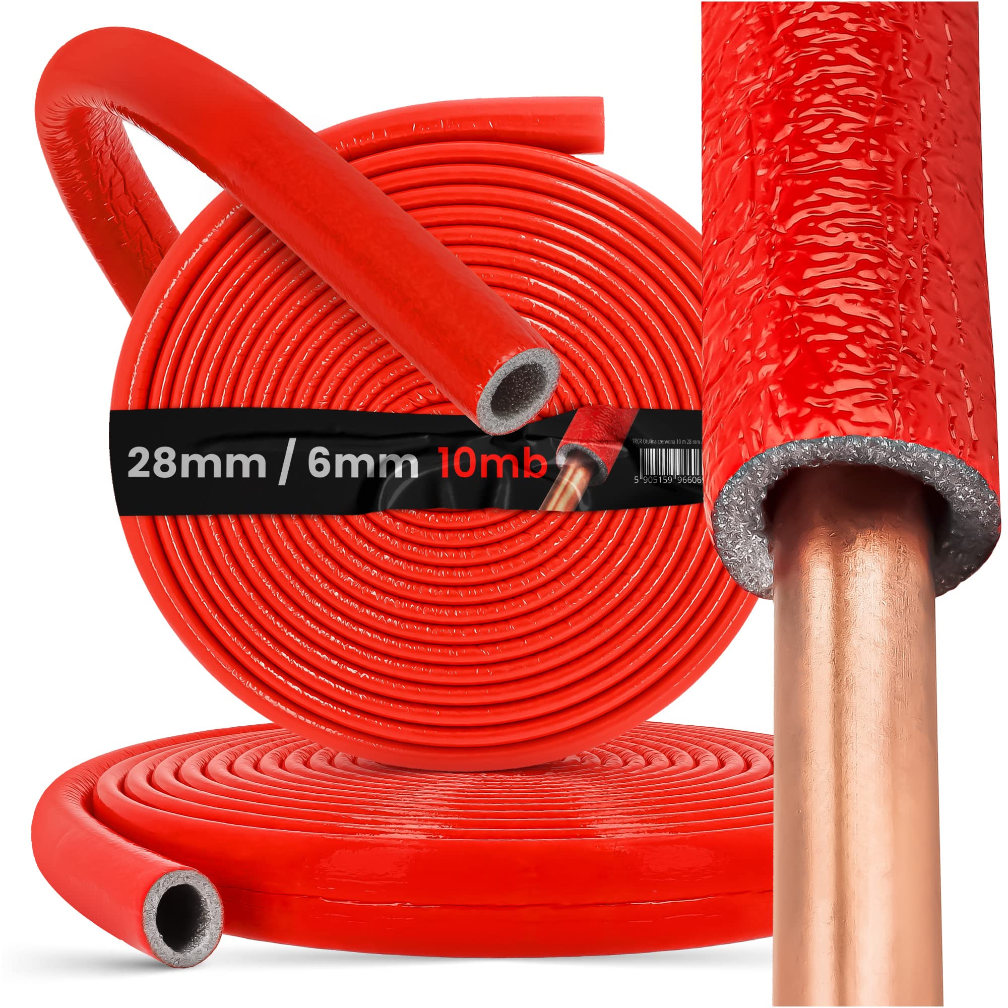 Guaina Isolante Per Tubi In Polietilene - 10m, Spessore 6mm, Diametro 28mm, Rosso, Per Acqua Calda E Fredda - Foto 5