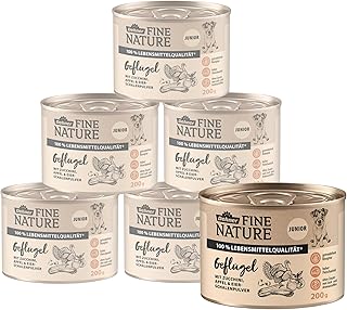 Dehner Fine Nature Hundefutter, Nassfutter in Lebensmittelqualität, für Welpen und junge Hunde, Geflügel, 6 x 200 g Dose (1.2 kg) product image
