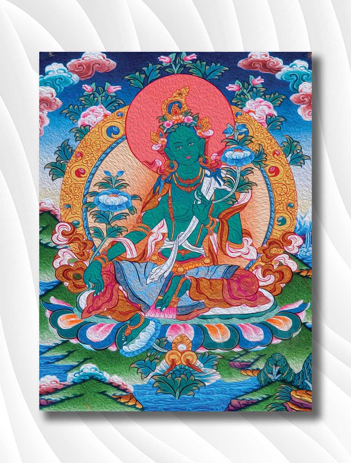24純金使用したチベット仏教 絵画 タラサイズhー20inches,wー15in Amazon.co.jp: Namaste Home - キャンバス絵画 - グリーンタラ仏陀