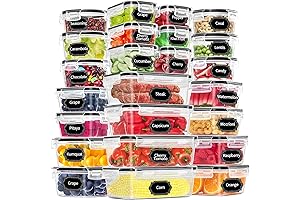 PRAKI 48 Pack: Airtight Food Storage Containers & Lids