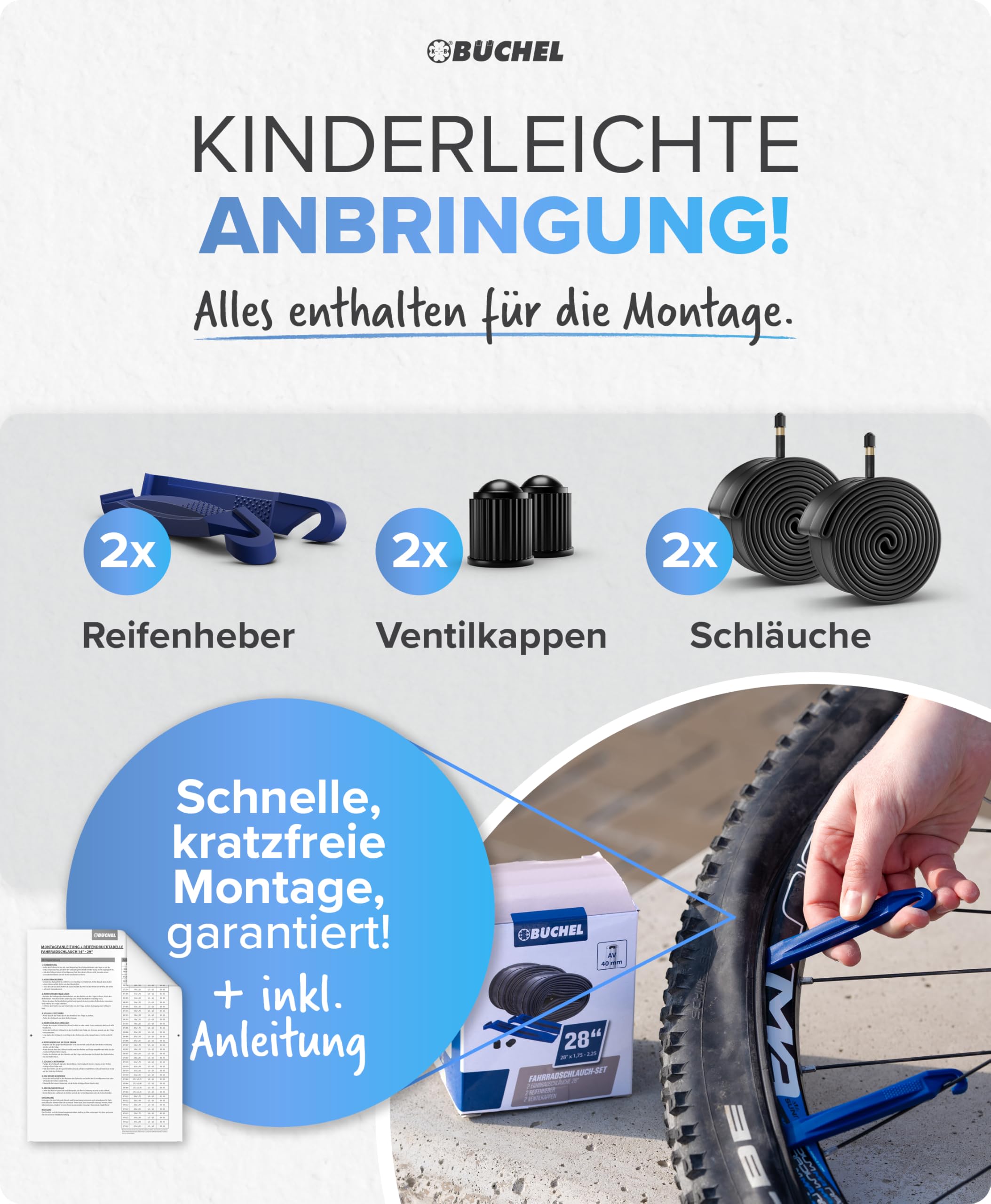SCHWALBE AV17 Chambre à Air Pour Vélo Avec Valve Schrader ~ ~ 28" 37622